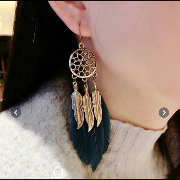 Dream Catcher With Black Feathers Earrings. - Picture 2 of 4